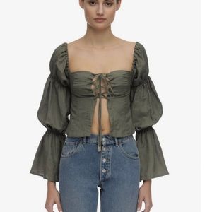 Cult Gaia Claire Off-the-shoulder Linen Blouse size XS worn only once